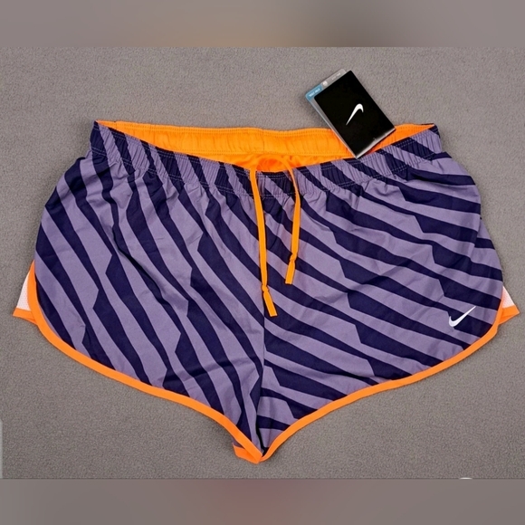 New Nike Running Shorts Women's Size Medium Dri-fit‎ Purple Orange Mesh Lined - Picture 1 of 9